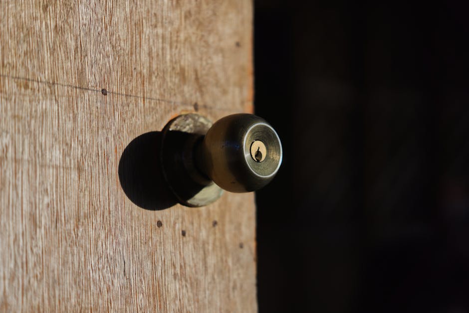 High quality brass door knob on a fiberglass door