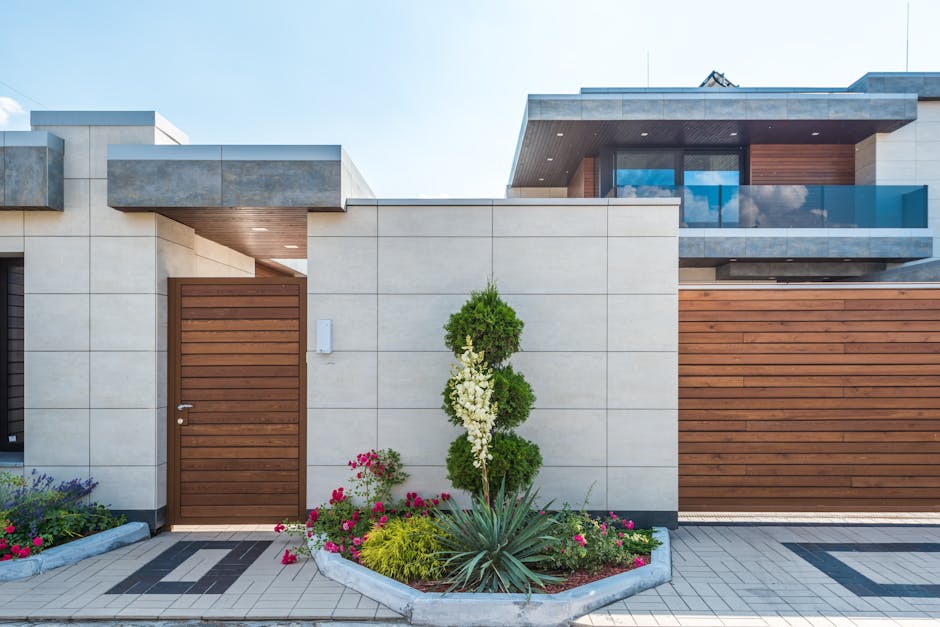 Modern house entrance with a stunning entry door